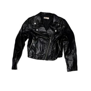 Girl's cropped leather jacket